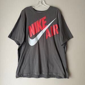 Nike sz XXL gray red short sleeve swoosh spellout‎ T-shirt